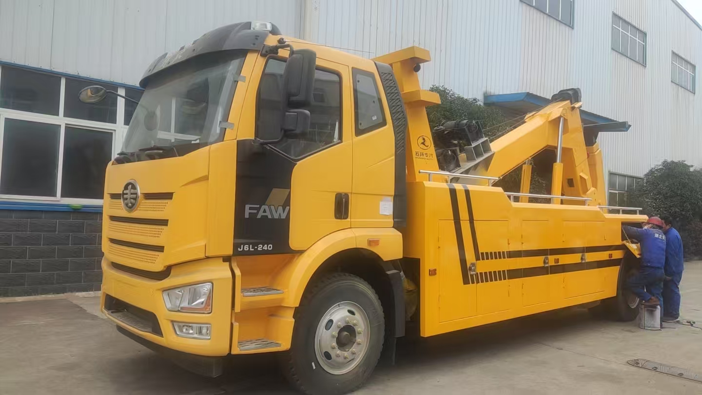 FAW 16ton under lift tow truck 16ton winch operation