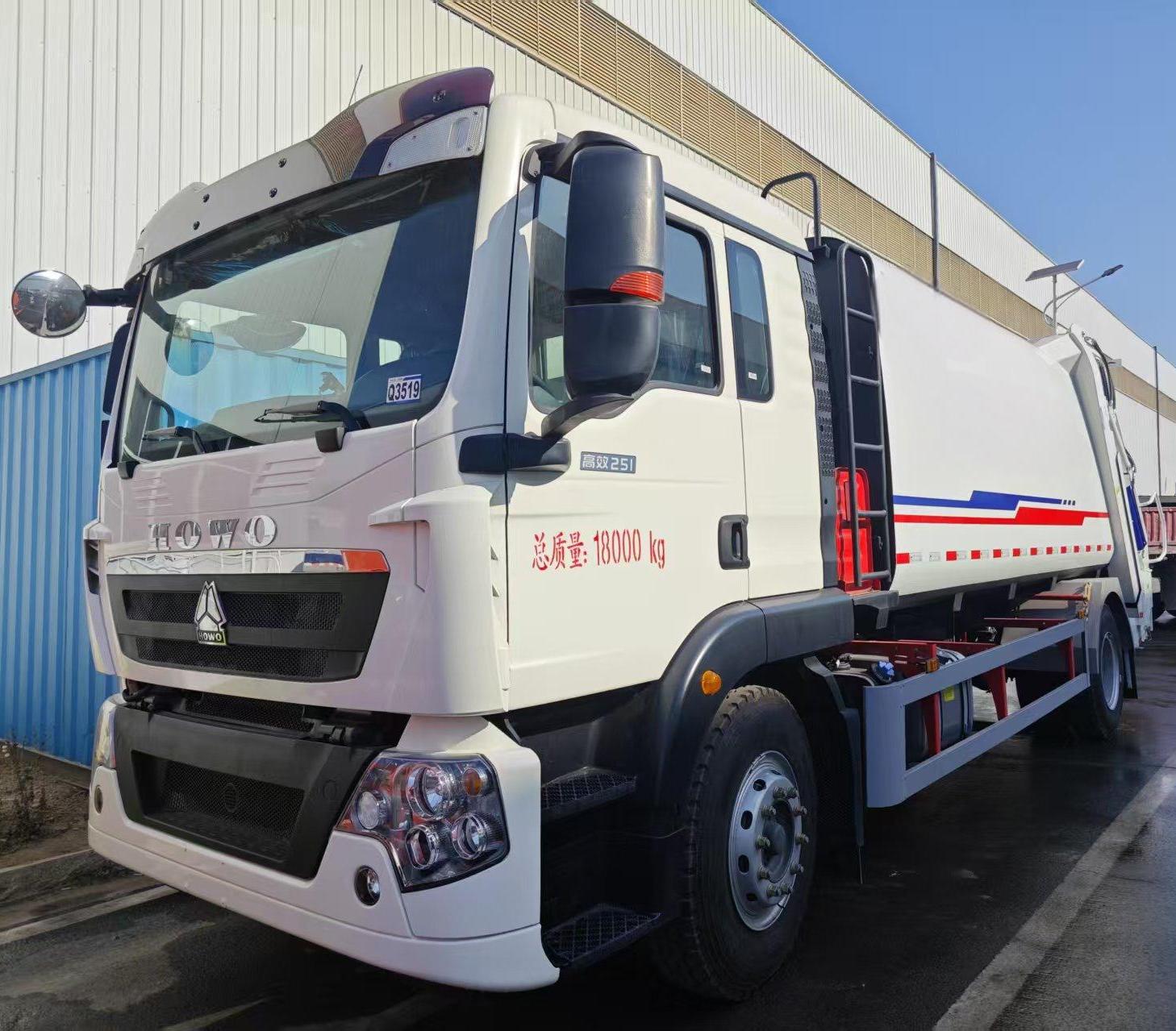 HOWO 16cbm  compactor garbage truck without rear turn-over unit