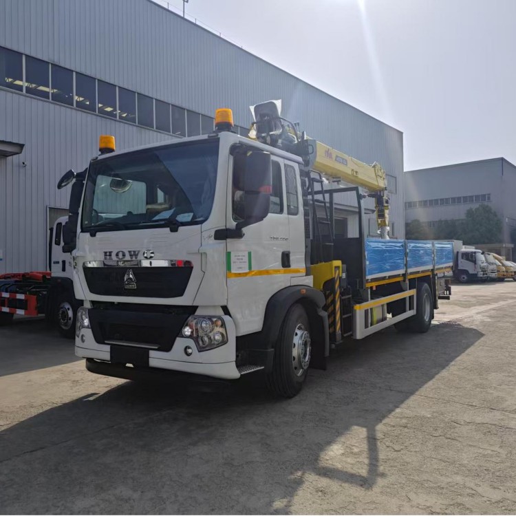 howo 8ton truck mounted crane customized cargo box for sale in Russia